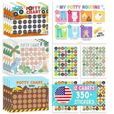 Hadley Designs Potty Training Chart for Toddler Boys - Bundle Sticker Chart for Kids Potty Training Rewards, Sticker Potty Chart for Toddlers Boys, Toilet Stickers Reward Chart for Kids 3 Fun Designs