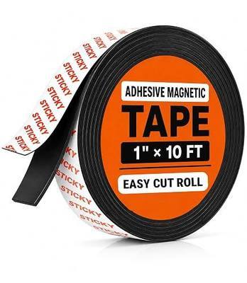 Magnetic Strips with Adhesive Backing 10 feet x 1 inch - Flexible Magnet Roll for Crafts - Sticky Magnetic Tape for Classroom - Peel and Stick Magnetic Tape Strips for Organizing Projects, Whiteboards