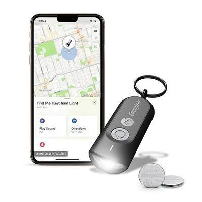 Energizer Find Me Keychain Light, Apple Find My Bluetooth Tracker, Black | Find keys fast, key finders & trackers with LED light, Apple Find My, key chain flashlight, ABS plastic