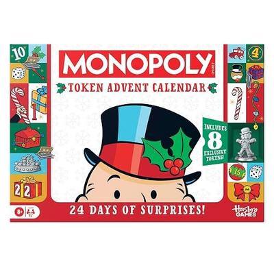 Monopoly Token Advent Calendar | 24 Day Countdown with 24 Tokens (Including 8 Exclusive Tokens) | Christmas for Kids | Ages 8+