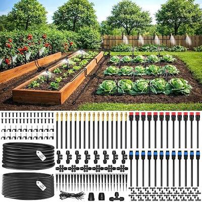MIXC 2026-Upgrade 360° Adjustable Drip Irrigation System Kit, 200FT Bendable Watering Misting System with 3 Spray Nozzle Types, 1/2"(50FT) & 1/4"(150FT) Tubing for Garden Raised Bed Lawn & Greenhouse