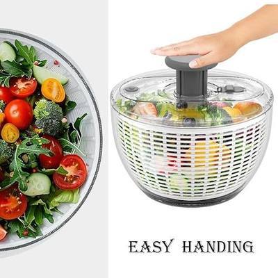 X&E Salad Spinner | Lettuce Spinner | Fruit Washer | Fruit Washing Bowl with Strainer | Vegetable Cleaner | Salad Cleaner | Lettuce Washer | 6 Quart Capacity
