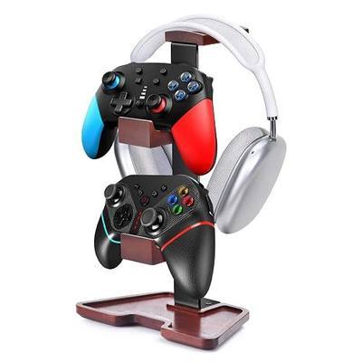 Solid Wood Headphone & Dual Controller Stand, Xbox PS4 PS5 Gamer Gift | Solid wood game controller stand and headphone holder, tabletop game controller storage rack, suitable for Xbox, PS4, PS5