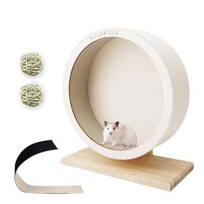 12 in Large Silent Hamster Wheel with Removable Washable Track | Natural wood,Waterproof、anti-slip、anti-grab runway,2 Chew Toys ,Quiet Wheel for Gerbils, Mouse, Syrian Hamster,Hedgehog