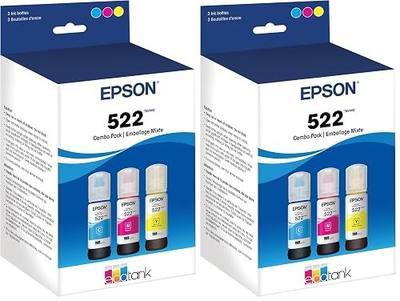 Epson 522 EcoTank Ink Ultra-high Capacity Bottle Color Combo Pack (T522520-S) Works with ET-2720,2800,2803,2840,4700,4800,4810,(Pack of 2)