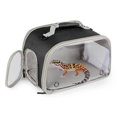 WEVONIGU Scratch-Resistant Bearded Dragon Backpack Foldable Gecko Carrier Ventilation Travel Bag with Clear View Window Dual Carry Cage Options for Travel Hiking & Vet Visits