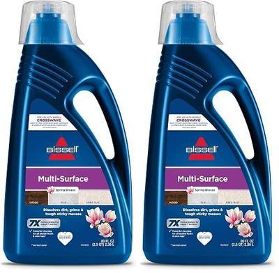Bissell Multi-Surface Solution,for use in CrossWave and Other Leading Hard Surface and Area Rug Cleaners,80oz,Dissolves Dirt,Grime,and-Tough Sticky Messes,(Pack of 2)