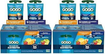 GoGo squeeZ Active Fruit Blend with Electrolytes | 18-Count Variety Pack | Blueberry Strawberry Lemon & Strawberry Pineapple Orange-| Made with Real Fruit and Antioxidants Vitamin A,E,& C,(Pack of 2)