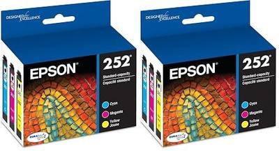 Epson 252 DURABrite Ultra Ink Standard Capacity Color Combo Pack (T252520-S) Works with Workforce WF-3620,3640,7110,7610,7620,7710,7720,7210,(Pack of 2)