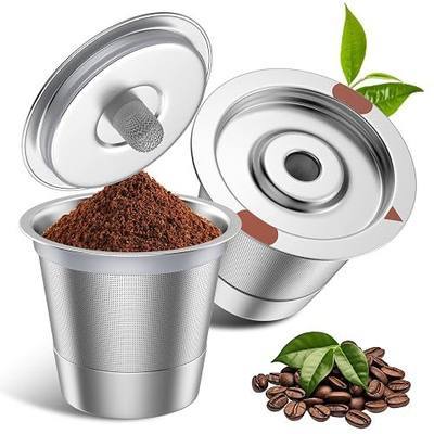 Noalto Reusable K Cups for Keurig,Stainless Steel Refillable Coffee Pods - Metal K Cup Reusable Coffee Filter for K-Classic K-Elite K-Express K-Mini Keurig 1.0 & 2.0, BPA Free (2 pack)