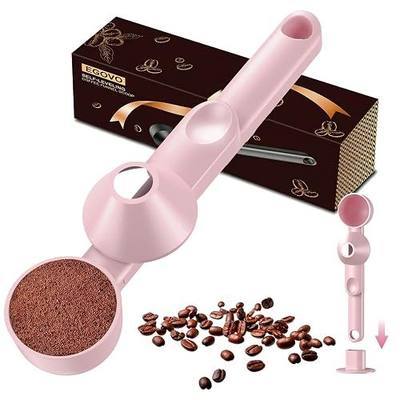 Coffee Scoop with Funnel for Reusable K Cup, 2 TBSP Measuring Spoon | Mess-Free Funnel Design, Sliding Leveler for Precise 2 TBSP, Long Handle for Coffee, Protein Powder & Tea (1-Pack)