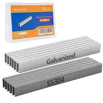 1/2 Inch Length 18 Gauge Narrow Crown Staples Mixed 1000-Count | 500 PCS 304 Stainless Steel & 500 Galvanized Nails, Assorted Size Project Pack, for 18GA Brad Nailer Gun