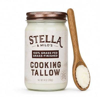 Stella & Milo's Grass-Fed & Grass-Finished Beef Tallow for Cooking, Searing, Baking, Deep Frying, Seed Oil Free, Non-GMO, Keto, Paleo, & Carnivore Friendly, Whole30 Friendly, Made in the USA, 14 oz