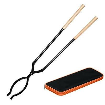 42 Inch Detachable Firewood Tongs with Carry Bag, Heavy Duty Log Grabber | High Strength Carbon Steel, Long Fire Tongs for Fireplace, Fire Pit, Campfire, Wood Burning Stove - Indoor Outdoor Use