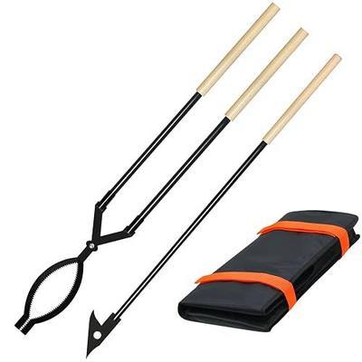 42 Inch Detachable Fire Tongs and Poker Set with Carrying Bag | Heavy Duty Fire Pit Tools, Log Grabber for Indoor Outdoor Use, Perfect for Fireplace, Fire Pit, Campfire, Wood Burning Stove