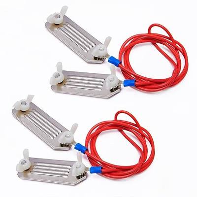 Electric Fence Polytape Connector, Red and Silver, 2 Pack | 35.4" Length Wire, For 1/2" to 1-1/2" Width Polytape