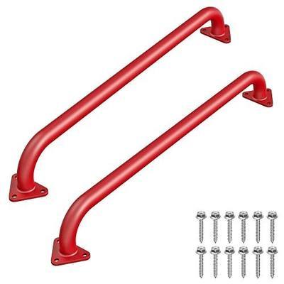 SELEWARE 30" Red Metal Playground Handles Playset Grab Bars Ladder Handle | 500LB 2Pcs Heavy Duty Steel Kids Playground Handles for Indoor/Outdoor Ladder Handrail Swing Set Treehouse Rock Climbing Wall