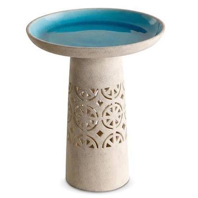 Ceramic Bird Bath for Outside, 18.5 Inch Tall Outdoor Birdbath Home Decor | Lightweight Aesthetic Hollow Bird Baths with Detachable Large Bowl for Outdoors, Garden, Floor, Balcony, and Lawn
