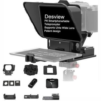 Desview P8 Teleprompter with Remote Control Work Foldable Design for Smartphone Camera, DSLR Webcam Tablet up to 11" Support for Live Streaming Video Recording YouTube TikTok Videos
