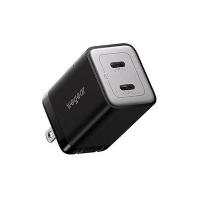 wegear 45W Dual USB-C GaN Fast Charger, Foldable Compact Wall Charger with PD PPS QC4.0 for Galaxy S26/S25, iPhone 17/16/15, iPad, MacBook, Steam Deck (Black)