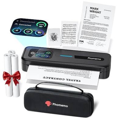 Phomemo M832D Portable Thermal Printer, A4 Touchscreen Bluetooth Inkless Printer for Home, 300dpi Mobile Printers Compatible with Phone & Laptop, Includes Carrying Bag & 3 Rolls A4 Size Thermal Sheet