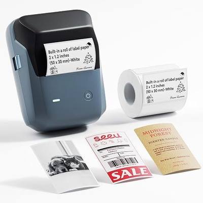 NIIMBOT B1Pro Label Maker, 300DPI HD Sticker Printer for Photo, Blue | Red&Black Dual-Color Label Printer for Stores, Small Business, Built-in a Roll of Label(2 x 1.2 inches-White)