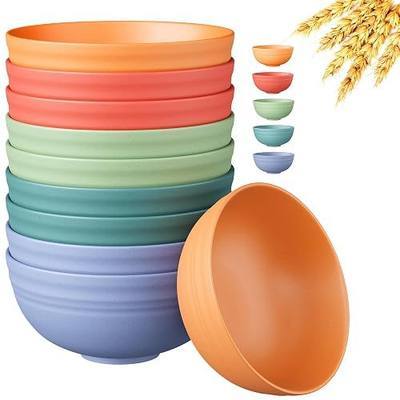 Quatish 10 PCS Unbreakable Cereal Bowls,Dishwasher & Microwave Safe Wheat Straw Bowls, Easy-to-Clean Lightweight Desserts & Soup Bowl, Portable for Picnics ,Snack Plastic Bowls Set,Multi-Color