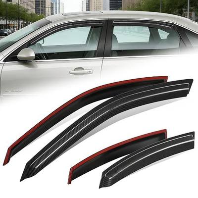 Auto Dynasty 4Pcs Carbon Fiber Pattern Window Visors Compatible with 2000-2005 Chevrolet Impala, Tape-On Rain Guards Shield Vent Shade Deflector, Smoked Lens/Glossy Black