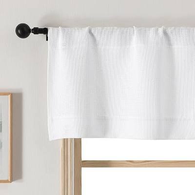 Chyhomenyc White Valance for Windows - Light Filtering Faux Linen Textured Window Treatment Rod Pocket Thick Small Short Valance for Bathroom Laundry Basement, 50Wx14L inch, 1 Pack
