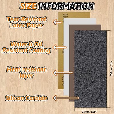 45 Pcs Sandpaper Assortment 80-5000 Grit Wet Dry Sandpaper Sheets, 9 x 3.6 Inch Sand Paper for Wood Furniture, Metal, Automotive Polishing & Finishing