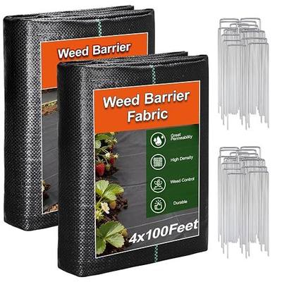Weed Barrier Landscape Fabric 4FT x 100FT - 3.2oz Heavy Duty Weed Control Mat, High Permeability Woven Geotextile Fabric for Driveway, Gravel, Yard Ground Cover, Greenhouse Gardening