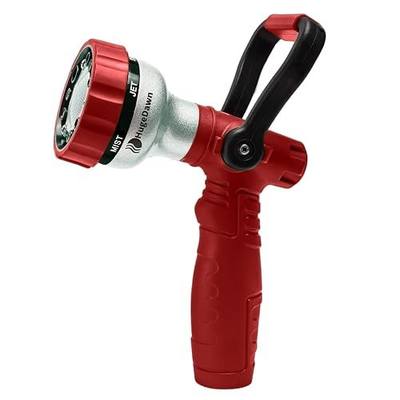 HugeDawn Garden Hose Nozzle, 6 Spray Patterns Heavy Duty Metal Water Nozzle with High Pressure for Watering, Cleaning, Washing (Red)