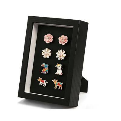 Pin Display Case, Enamel Pin Collection Display with Top Open | Black 4*6 Shadow Box Frame with True Glass for Pins, Shells, Flowers Hanging or Tabletop Display ZAYHENYOO