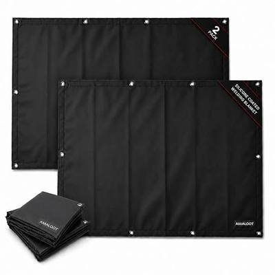 AMALOOT® Heavy Duty Welding Blanket 2-Pack – Silicone Coated Fiberglass Fireproof Blanket with Kevlar Stitching, 4ft x 6ft, Heat Resistant Welding Curtain & Protection for Welding, Grill & Smoker