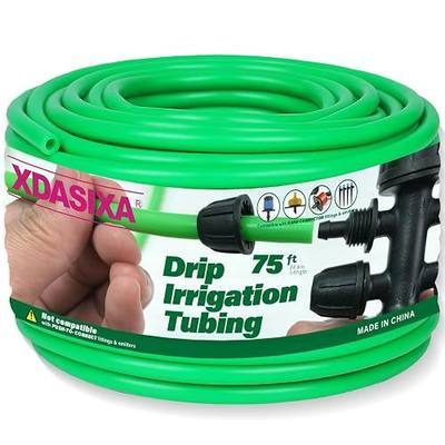 1/4" Drip Irrigation Tubing 75ft, Flexible UV-Resistant Garden Hose for DIY Irrigation Systems, Hydroponics, Greenhouse & Outdoor Watering, Lightweight Misting Tubing (Green)