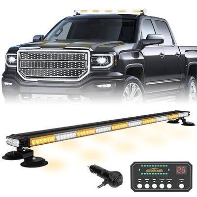 XRIDONSEN 45.5" 128 LED Roof Strobe Light Bar Amber White Emergency Lights | Top Magnetic Double Side Traffic Advisor Warning Hazard Safety Caution Lights for Plow Trucks Construction Vehicles Wreckers