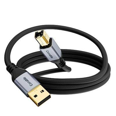 USB A to USB B Cable 2FT, Braided USB Printer Cord, USB A to MIDI Cable High-Speed, Braided, Gold Plated Connector, Compatible with HP, Canon, Brother, Samsung, Dell, Epson, Lexmark, Xerox, and More