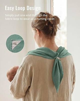 Blissful Diary Muslin Multi-Use Cloth - 4-in-1 Privacy Nursing Cover, Swaddle Blanket, Car Seat Cover, Burp Cloth, Portable Breastfeeding Essentials for Women, Baby Must Have (Roman Green)