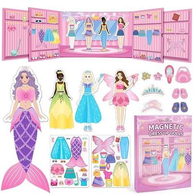 Dreamon Magnetic Dress Up Dolls for Girls, 42PCS Princess Mermaid Fairy Ballerina Papper Dolls Dress Up Games Kit, Travel Game Airplane Activities Toys Birthday Gifts for Toddler Girls Ages 3 4 5 6 7