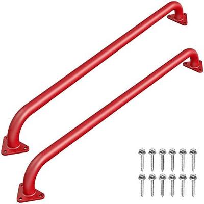 SELEWARE 42" Red Metal Playground Handles Playset Grab Bars Ladder Handle | 500LB 2Pcs Heavy Duty Steel Kids Playground Handles for Indoor/Outdoor Ladder Handrail Swing Set Treehouse Rock Climbing Wall