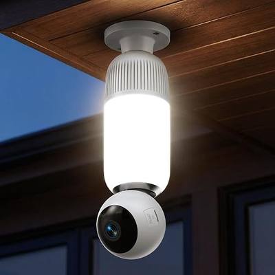 2K HD Light Bulb Security Camera: WiFi Cameras for Home Security Wireless | 355° Manual Pan / 110° Tilt Lightbulb Camera 2-in-1 Security Cameras with Night Vision, Motion Detection, 2-Way Audio, Siren