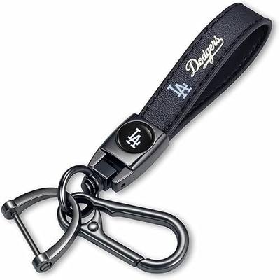 Genuine Leather Baseball Key Chain Compatible with Los Angeles Dodgers Baseball Fans Key ring Accessories Keychain Family Present for Man and Woman Black