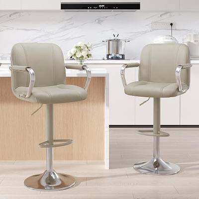 MALOL Set of 2 Beige Counter Chairs with Backs – Adjustable Swivel High Chairs for Kitchen Island, Modern Seating, Taburetes para Barra de Cocina, Island Stools for Home Bar