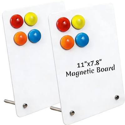 2 Pcs Magnet Board, Magnetic Board, 11"x7.8" Metal Magnetic Bulletin Board, Samll Magnet Display Board with Memo Sheets and Magnets for Home, School, Kitchen, Office(Square, White)