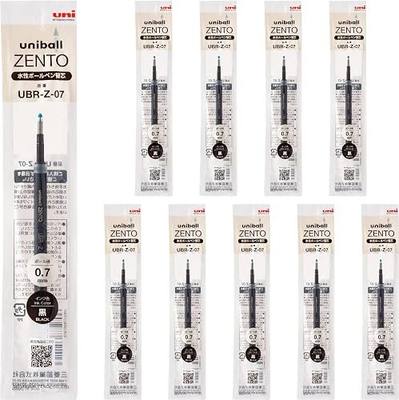 Mitsubishi Pencil UBRZ07.2410P Water Based Ballpoint Pen, Uniball ZENTO Refill, 0.7, Black, Pack of 10