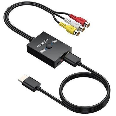 RCA to HDMI Converter with 4:3/16:9 Switch, 1080P AV Composite Video Adapter with HDMI and USB Cables, Supports PAL/NTSC for Wii PS2 DVD VHS to HDTV or Monitor