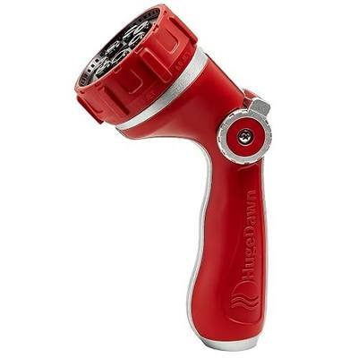 HugeDawn Garden Hose Nozzle with 7 Spray Patterns, Heavy Duty Metal Sprayer 30% Greater Water Flow for Watering, Car Wash, Outdoor Cleaning (Red)