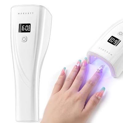 Makartt 3s Flash Cure UV Nail Lamp for Gel-X, Rhinestones & Nail Glue | 222 mW/cm² Handheld Rechargeable FinGlow Nail Light Nail Dryer with Sensor, LCD Display & 2 Timers, Home DIY Salon Use, White