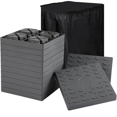 RV Camper Leveling Blocks 12-Pack, Stabilizer, Jack Pads, Gray | Heavy Duty, Supports Up to 40,000 lbs Distributed, Interlocking, Anti-Slip Grip, Carry Bag, Fits Trailers & Motorhomes