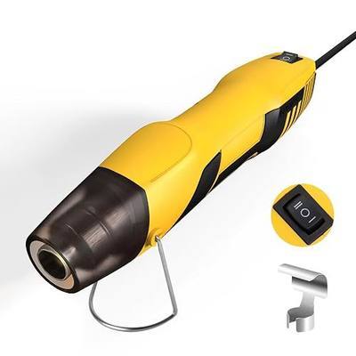 DELI Mini Heat Gun, 350W Dual Temp 500℉/842℉ (260℃/450℃) with Reflector & Extra Nozzles, 6 FT Cable, Overload Protection – for Crafting, Vinyl Wrap, Epoxy, Resin, Shrink Tubing (Yellow)